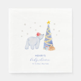 Whimsical Winter Santa Polar Bear Baby Shower Serviette