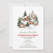 Whimsical winter scene Christmas party invite Einladung (Vorderseite)