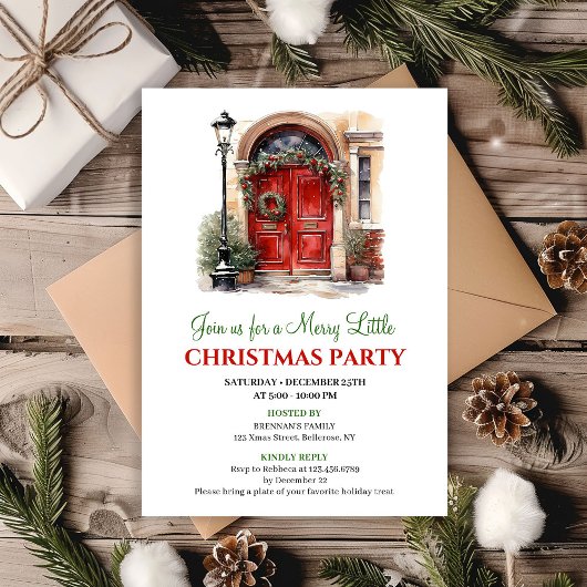 Whimsical Winter scene holiday party invitation Einladung
