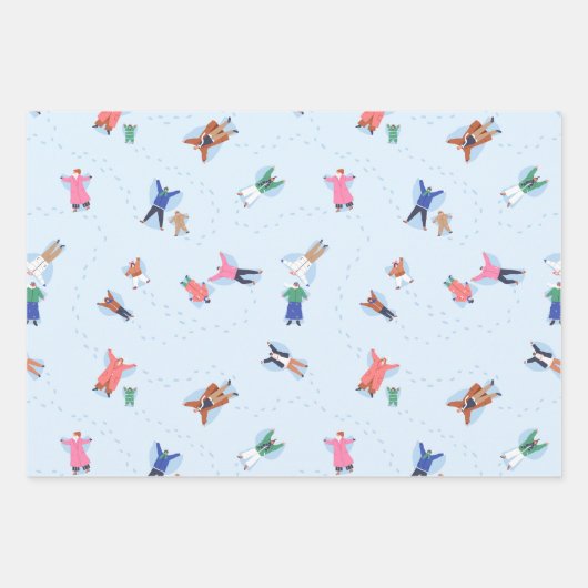 Whimsical Winter Snow Angeles Ice Skaten Geschenkpapier Set (Vorderseite 2)