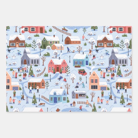 Whimsical Winter Snow Angeles Ice Skaten Geschenkpapier Set (Vorderseite)