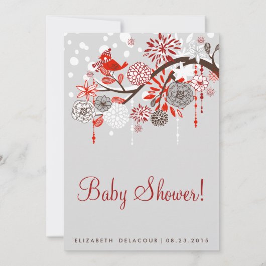 Whimsical Winter Snow Babydusche Einladung (Rückseite)