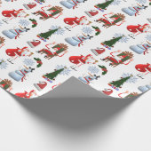 Whimsical Winter Tree with Santa and Snowman Geschenkpapier (Ecke)