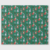 Whimsical Winter Tree with Santa and Snowman Geschenkpapier (Flach)