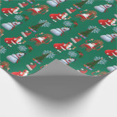 Whimsical Winter Tree with Santa and Snowman Geschenkpapier (Ecke)