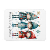Whimsical Winter Trio- 3 Kids in Blue & Red Coats Magnet (Horizontal)
