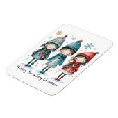 Whimsical Winter Trio- 3 Kids in Blue & Red Coats Magnet (Linke Seite)