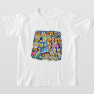 Whimsical Winter Village Folk Art Weihnachtsgesche T-Shirt