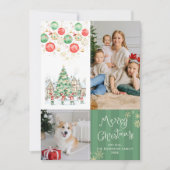 Whimsical Winter Village Frohe Weihnachten 2 Fotos (Vorderseite)