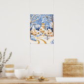 Whimsical Winter Village mit Snowy Towers Poster (Küche)