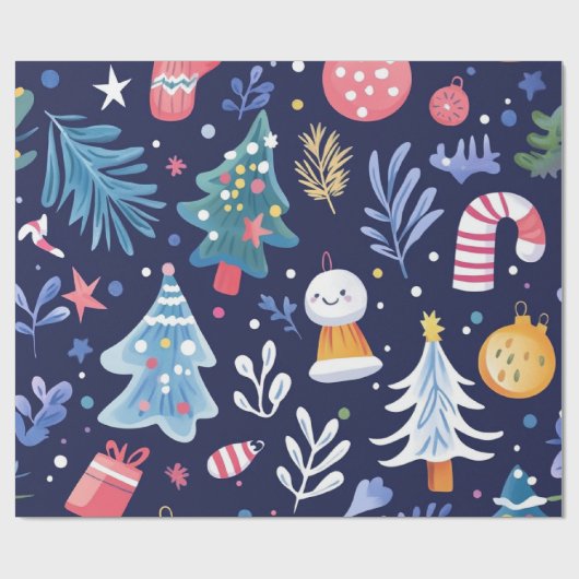 Whimsical Winter Weihnachtsmuster Geschenkpapier (Flach)