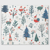 Whimsical Winter Weihnachtsmuster Geschenkpapier (Flach)