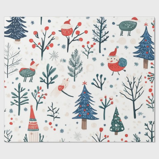 Whimsical Winter Weihnachtsmuster Geschenkpapier (Flach)