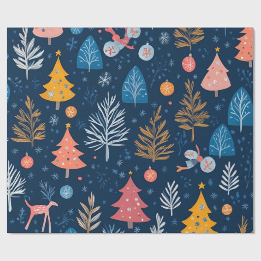 Whimsical Winter Weihnachtsmuster Geschenkpapier (Flach)