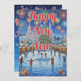 Whimsical Winter Wonderland Fireworks Holiday Card Feiertagskarte