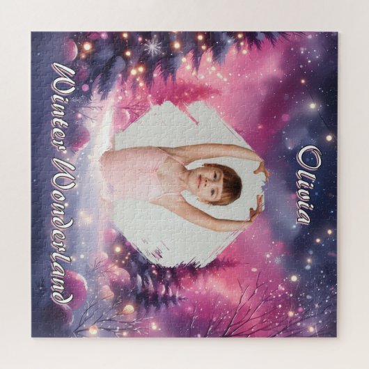 Whimsical Winter Wonderland Photo & Name Puzzle (Horizontal)