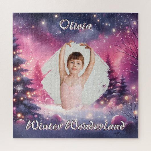 Whimsical Winter Wonderland Photo & Name Puzzle (Vertikal)