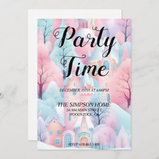 Whimsical Winter Wonderland Weihnachts-Einladung Einladung (Vorne/Hinten)