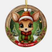 Whimsical Winter Wonderland Woodland Wildlife 🦌🎄 Keramik Ornament (Vorne)