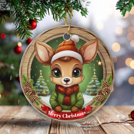 Whimsical Winter Wonderland Woodland Wildlife 🦌🎄 Keramik Ornament