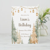 Whimsical Winter Woodland Birthday Invitation Einladung (Stehend Vorderseite)