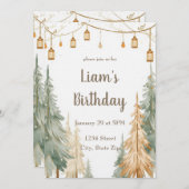 Whimsical Winter Woodland Birthday Invitation Einladung (Vorne/Hinten)