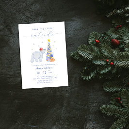 Whimsical Winter Woodland Polar Bear Baby Shower Einladung