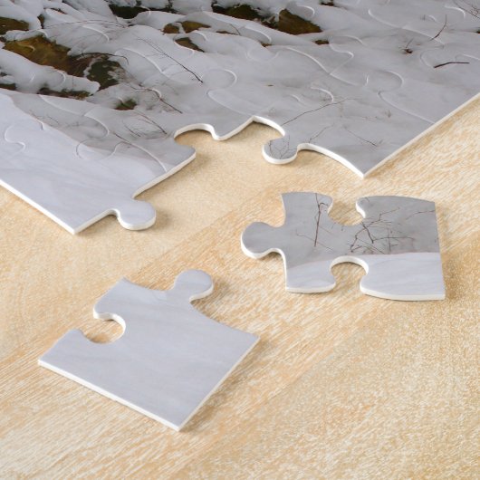 Whimsical Wintry Wooded Creek Bed Scene Puzzle (Seite)