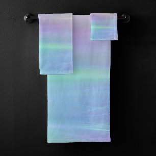 Whimsical Wisps   Holo Fairy Pastel Rainbow Ombre Badhandtuch Set