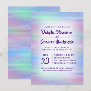 Whimsical Wisps Holo Fairy Pastel Rainbow Ombre Einladung