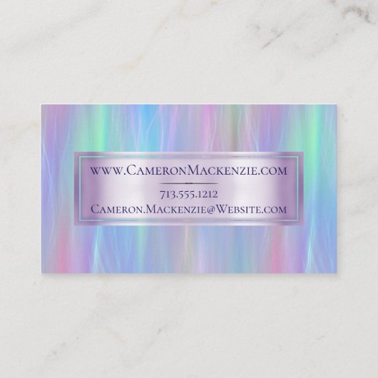 Whimsical Wisps | Holo Fairy Pastel Rainbow Ombre Visitenkarte (Rückseite)