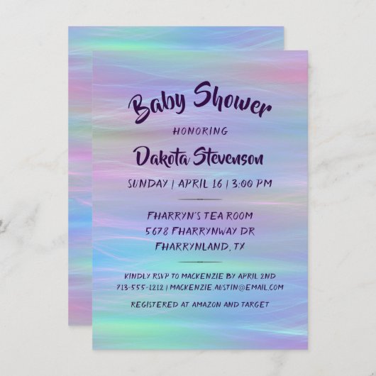 Whimsical Wisps | Holo Fairy Pastel Regenbogendusc Einladung (Vorne/Hinten)