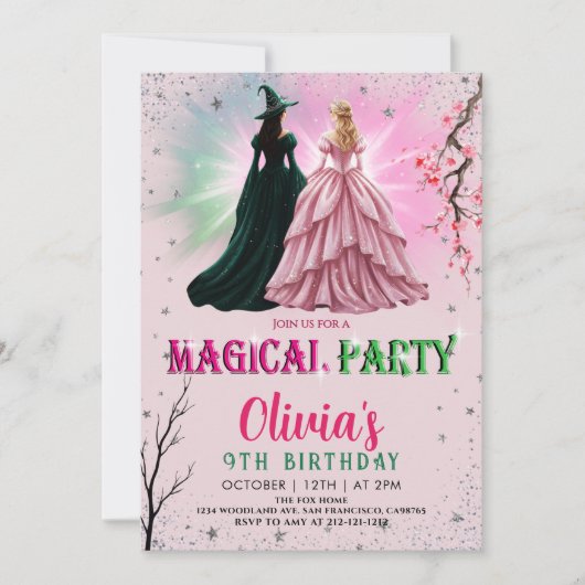 Whimsical Witch Birthday Party Einladung (Vorderseite)