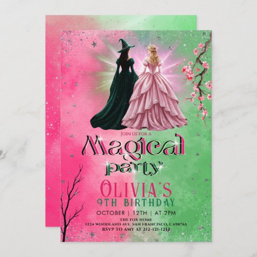 Whimsical Witch Birthday Party Einladung (Vorne/Hinten)