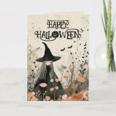 Whimsical Witch Fall Foliage Happy Halloween Karte (Vorderseite)