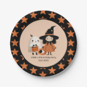 Whimsical Witch & Ghost Halloween Party Pappteller (Vorderseite)