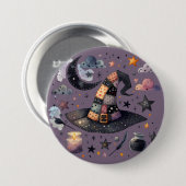 Whimsical Witch Hat und Himmelsmagie Button (Vorne & Hinten)