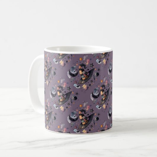Whimsical Witch Hat und Himmelsmagie Kaffeetasse (Vorderseite Links)