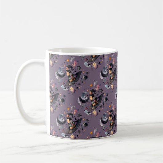 Whimsical Witch Hat und Himmelsmagie Kaffeetasse (Links)