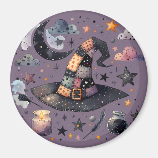 Whimsical Witch Hat und Himmelsmagie Magnet (Vorne)