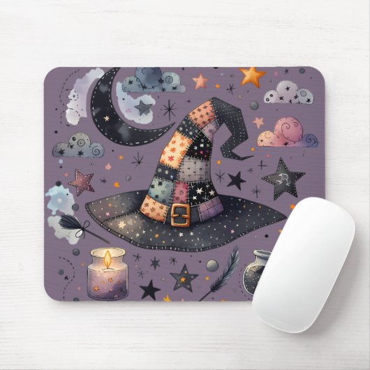 Whimsical Witch Hat und Himmelsmagie Mousepad (Mit Mouse)