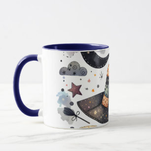 Whimsical Witch Hat und Himmelsmagie Tasse