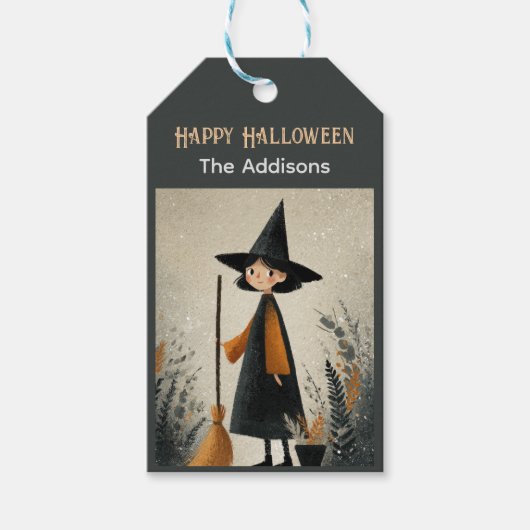 Whimsical Witch Spooky Niedlich Halloween Geschenkanhänger (Vorderseite)