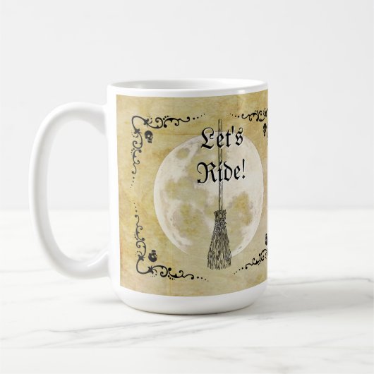 Whimsical Witchy Full Moon Kaffeetasse (Links)