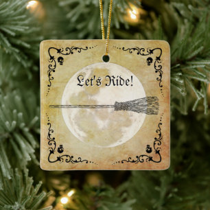 Whimsical Witchy Full Moon Keramikornament