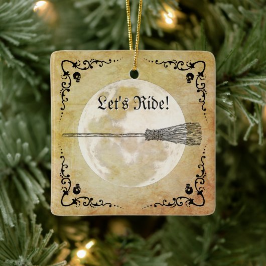 Whimsical Witchy Full Moon Keramikornament (Baum)