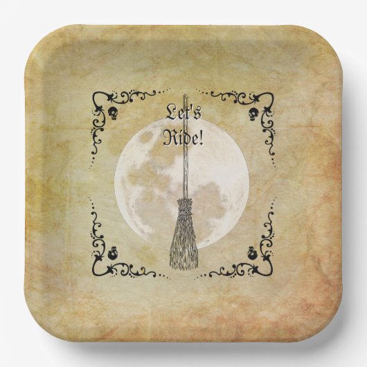 Whimsical Witchy Full Moon Pappteller (Vorderseite)