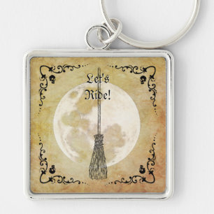 Whimsical Witchy Full Moon Schlüsselanhänger
