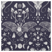 Whimsical Witchy Wicca Bat Moth Moon Pilz Blau Stoff (Muster)