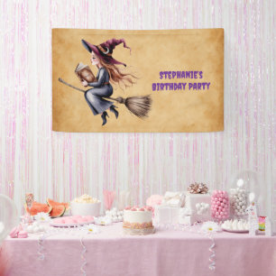 Whimsical Witz Broom Girl Geburtstagsparty Banner